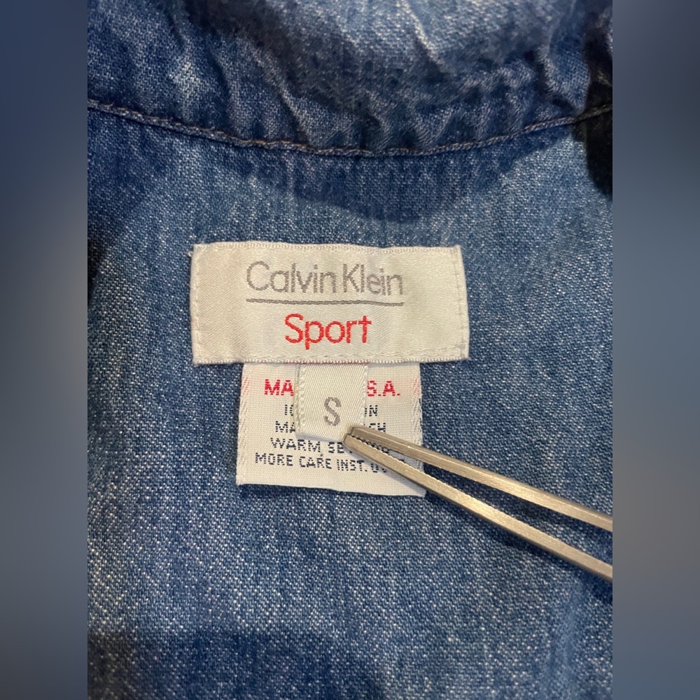 Vintage Calvin Klein Sport Denim Jumpsuit Small 90s Blue Utility Coverall - Picture 3 of 11